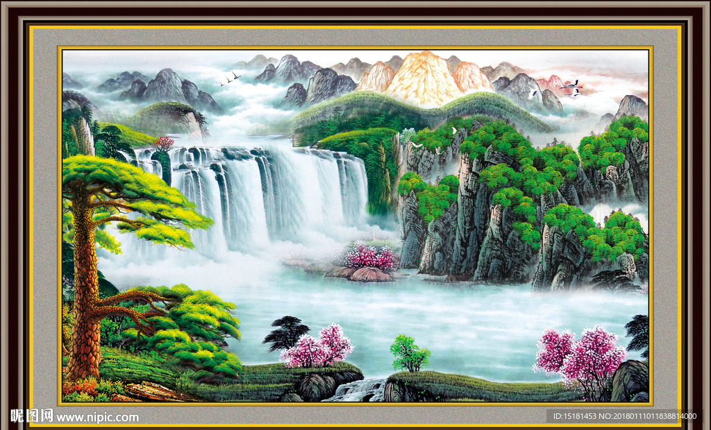 迎客松国画