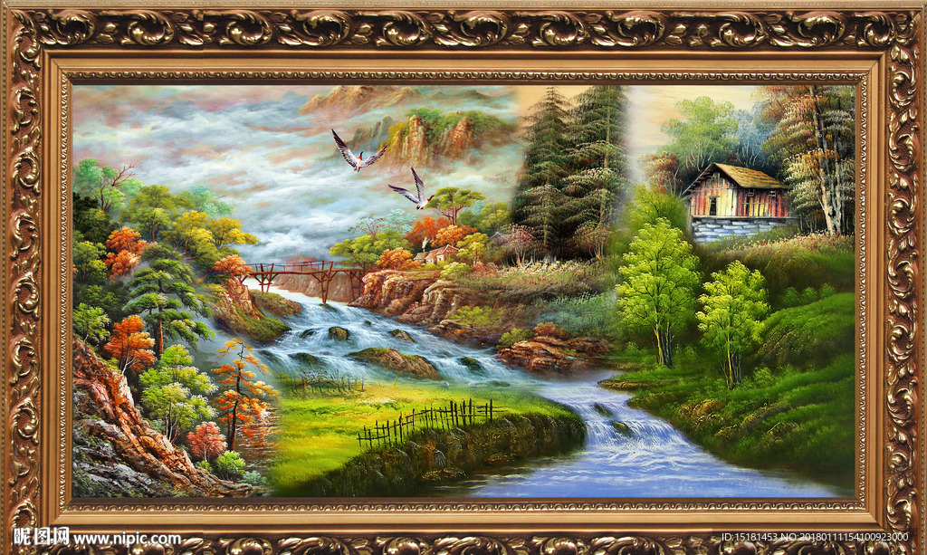 油画风景聚宝盆