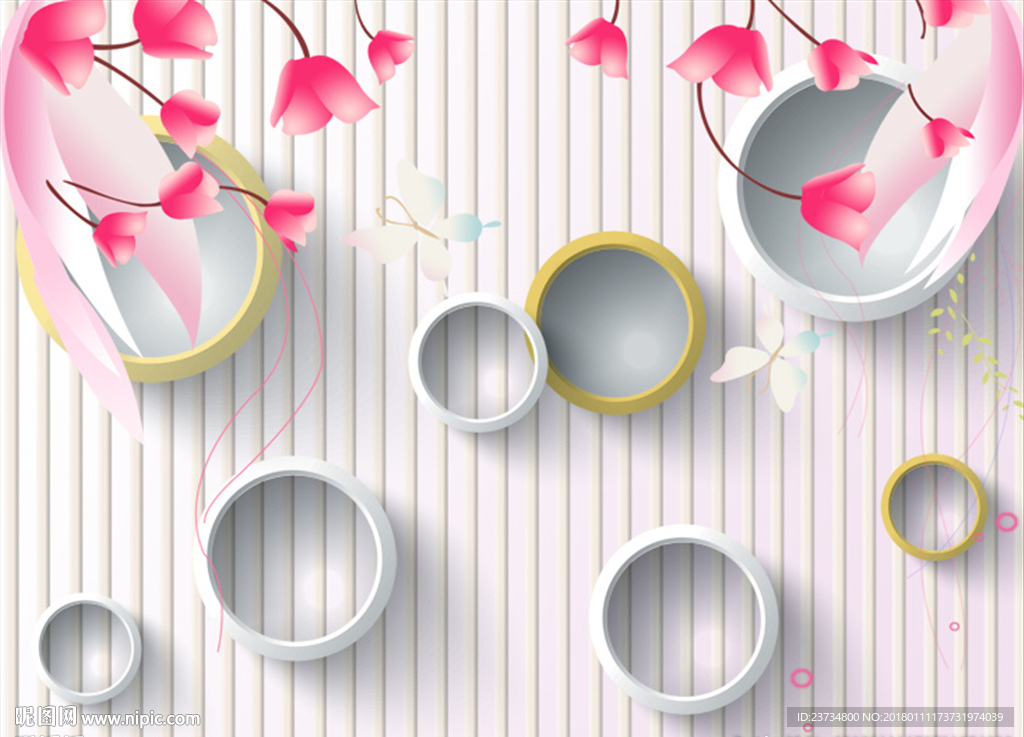 3D圈圈花纹背景