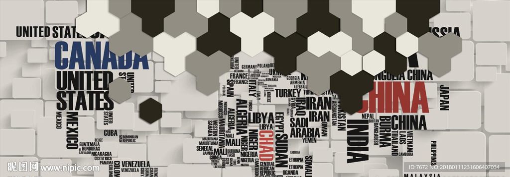 3d立体英文字母图背景墙纸壁画