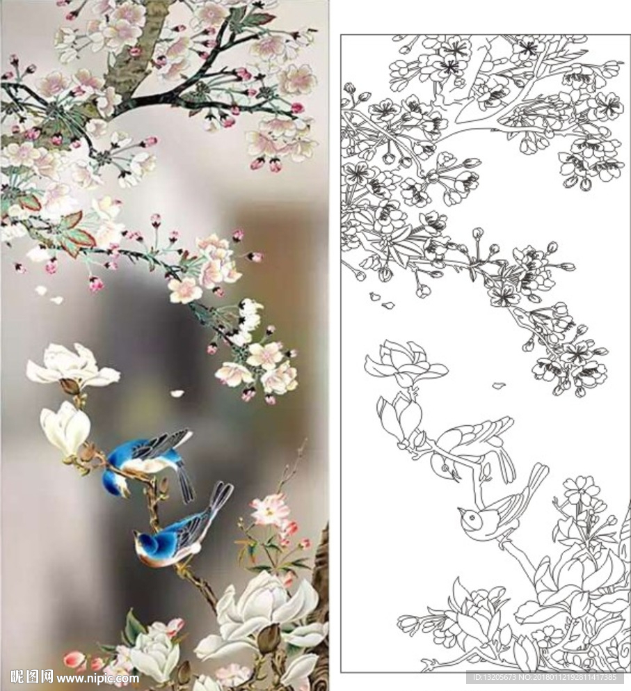 梅花玉兰鸟