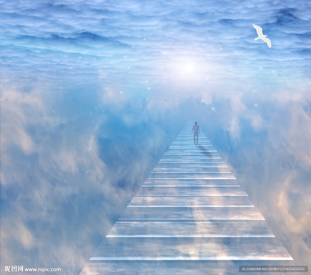 《天国的阶梯。最后的楼梯就是通往成功的大门。天堂之门，与上帝相遇照片摄影图片_ID:376587051-Veer图库