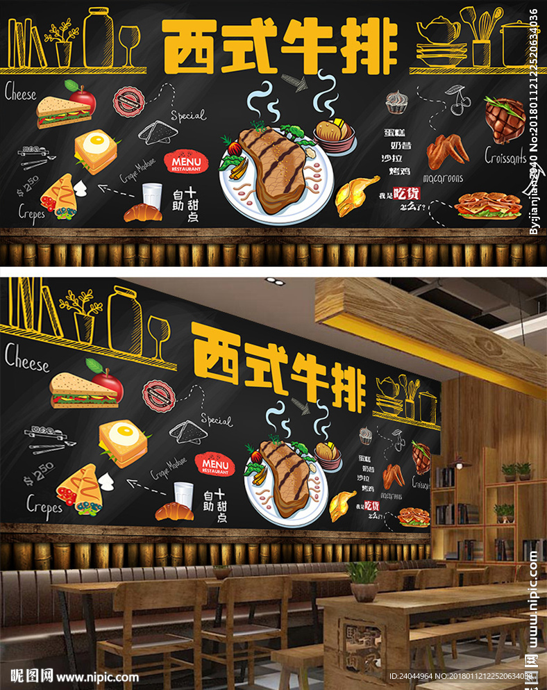 牛排背景墙