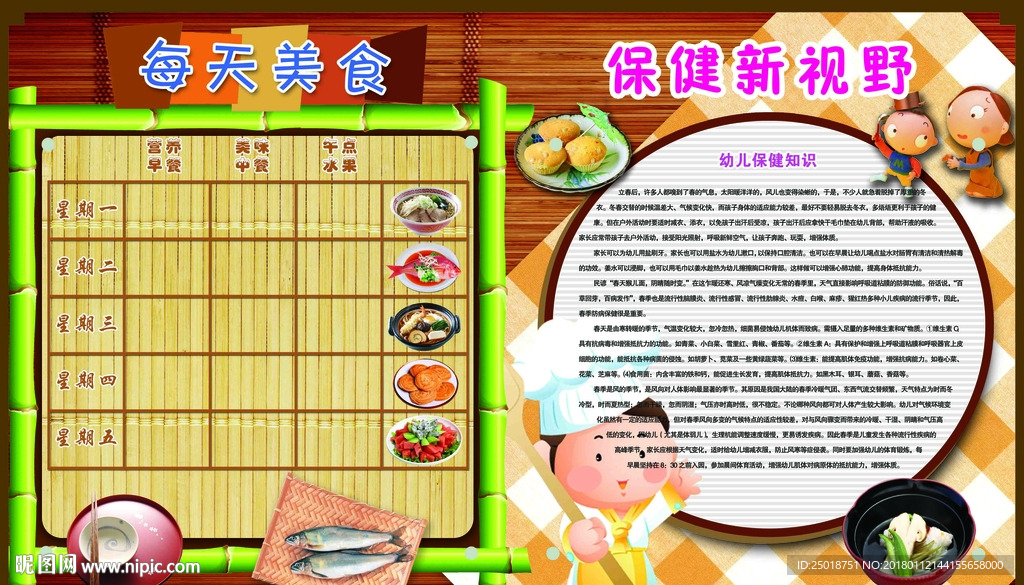 幼儿园美食与保健展板
