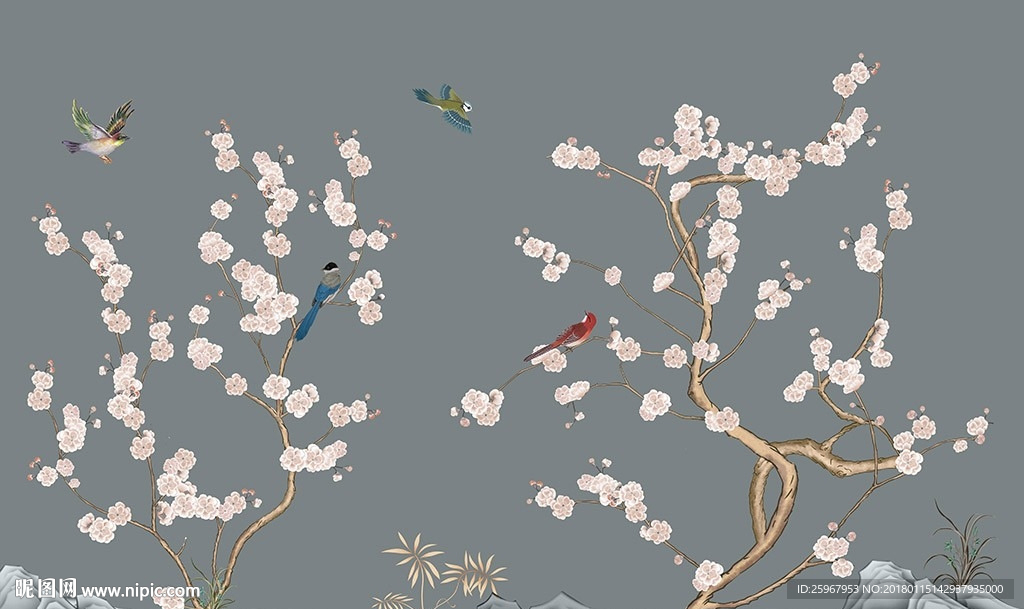 梅花背景墙