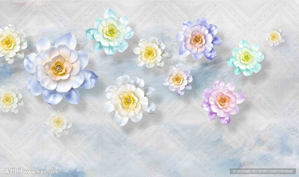 清新立体花朵背景墙