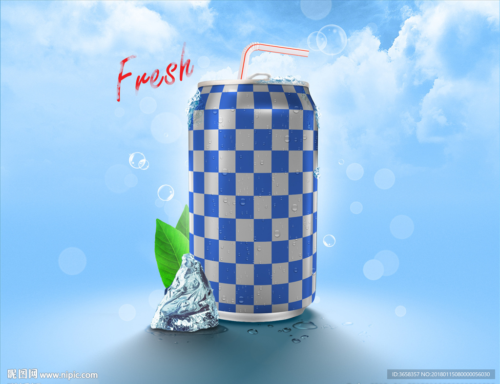 易拉罐产品包装智能贴图