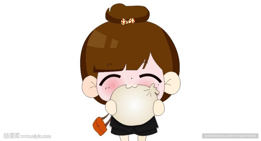 可爱女孩吃包子