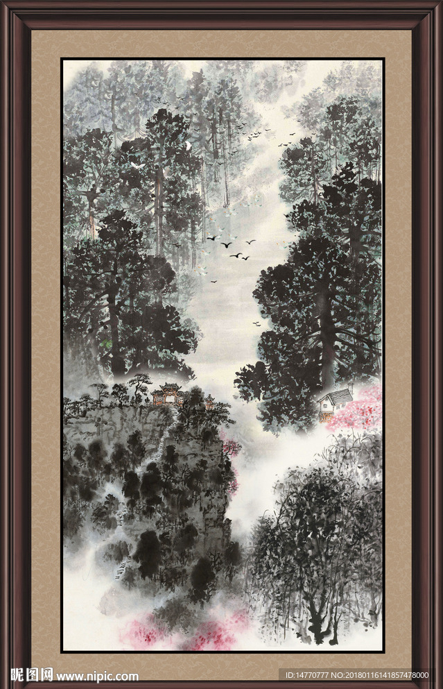 水墨国画竖幅