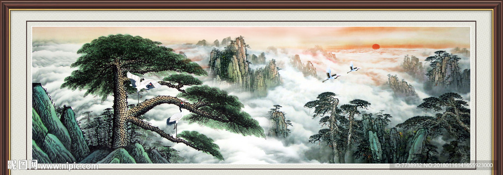 迎客松国画