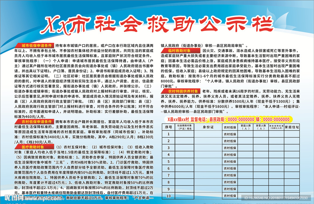 社会救助公示栏