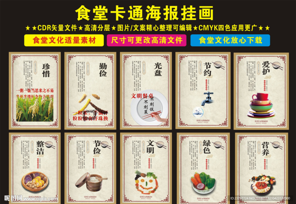 食堂文化墙背景素材