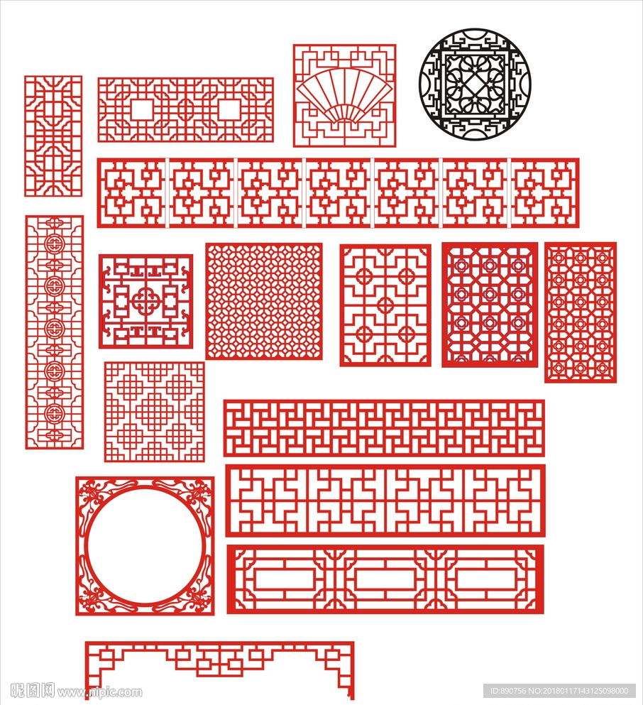 中式木雕刻花纹