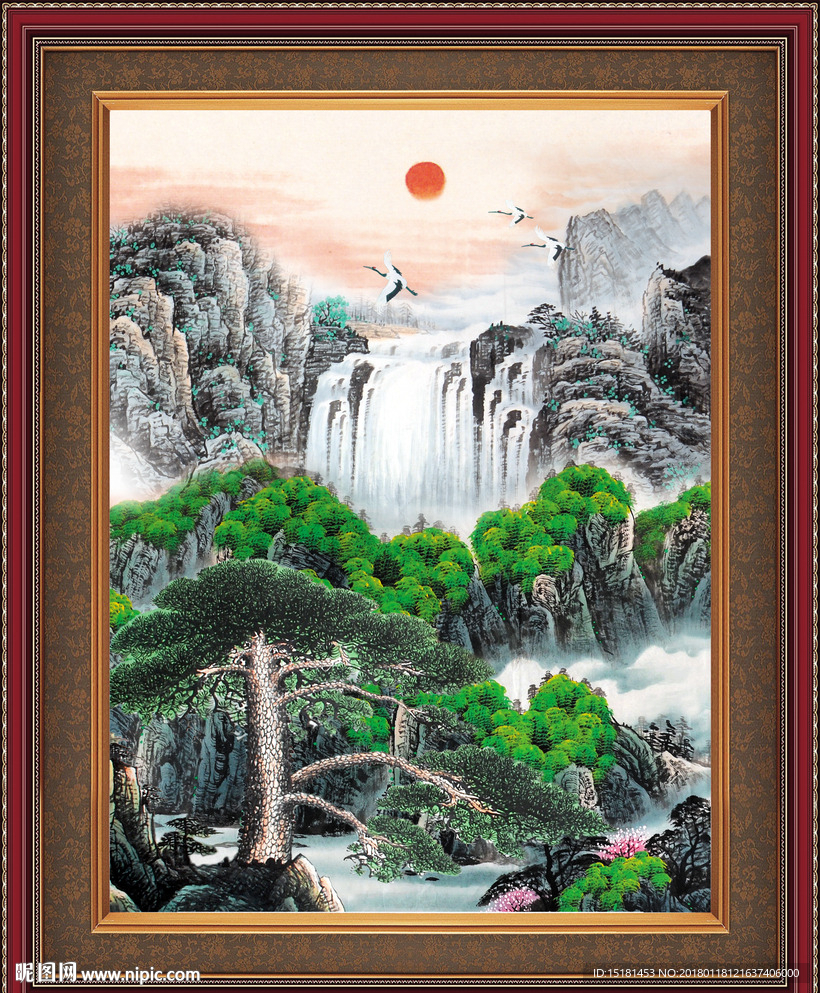 国画迎客松