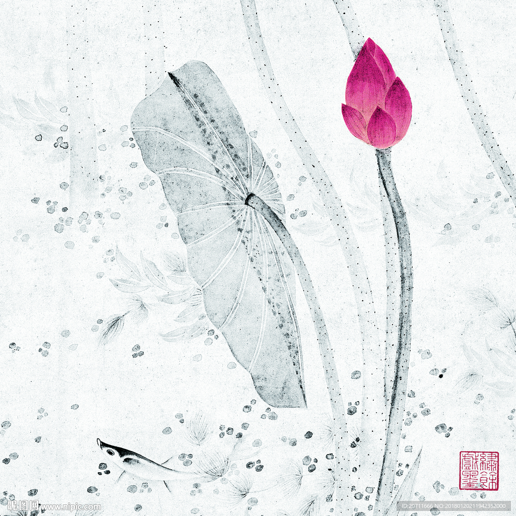 中式禅意荷花框画