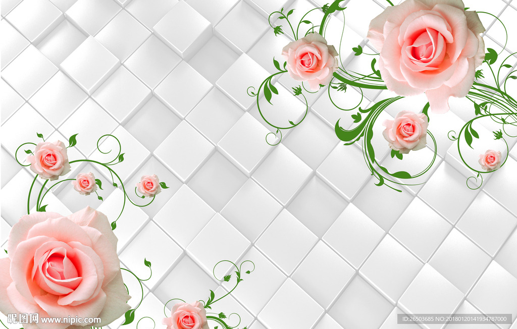 新款清新玫瑰壁画