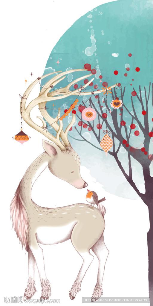 长颈鹿挂画 北欧简约 手绘装饰