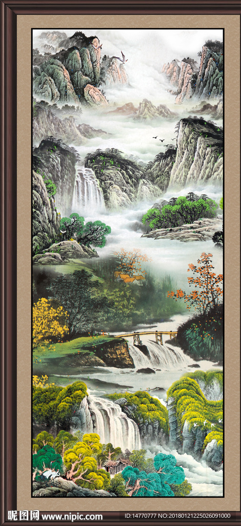 竖幅国画山水