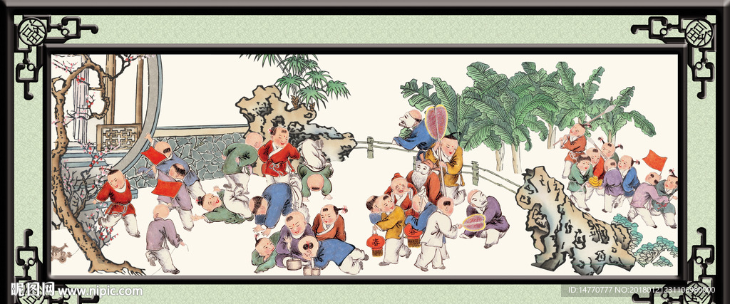 国画百子图