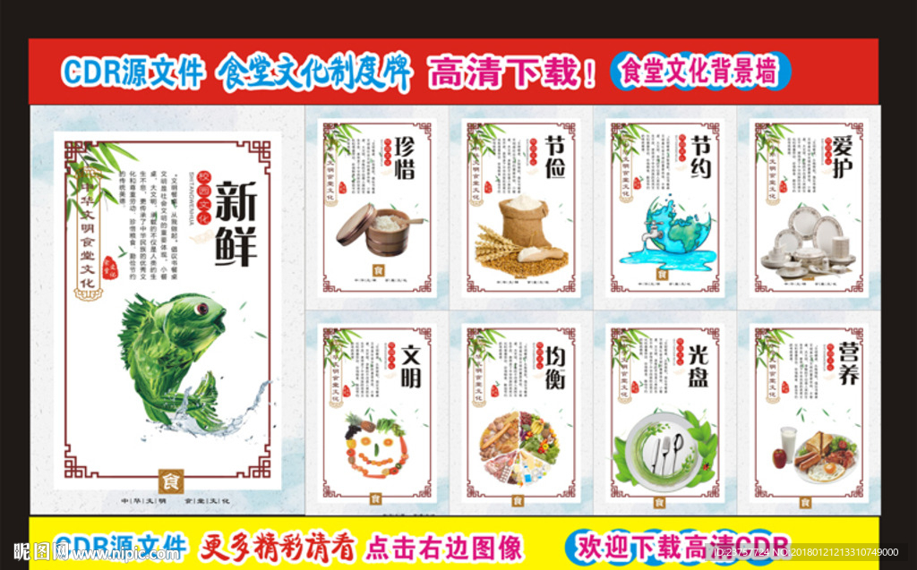 食堂文化文化墙创意展板