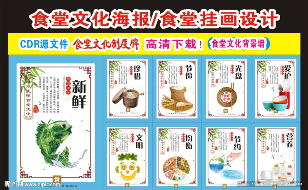 食堂文化文化墙创意展板