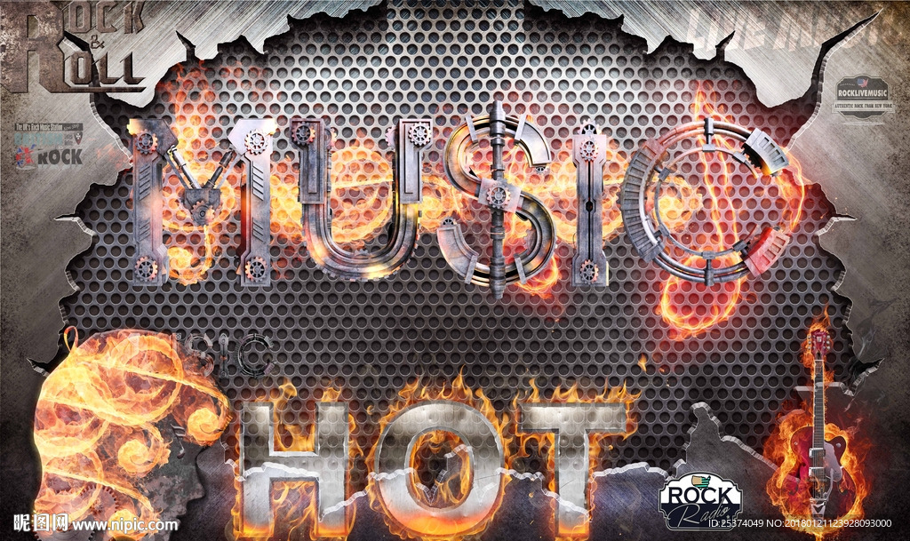 金属音乐网格酒吧KTV背景墙