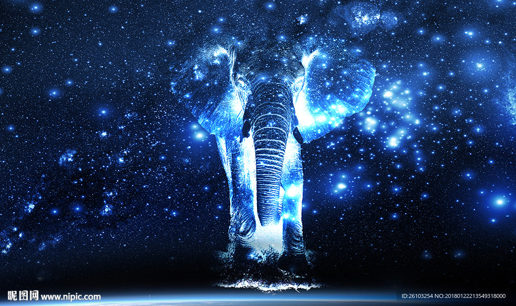 梦幻太空星空大象电视背景墙