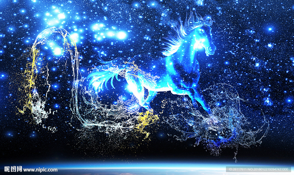 梦幻星光太空神马电视背景墙