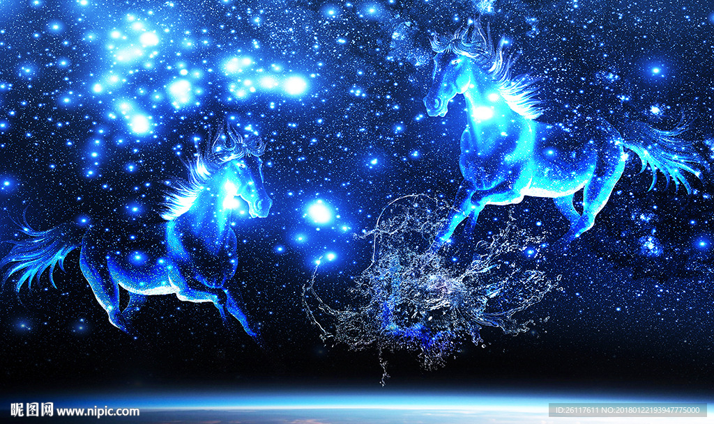 梦幻星光太空神马电视背景墙