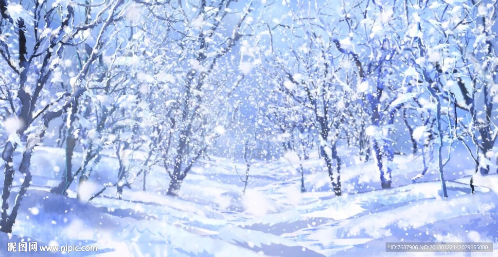 雪花纷飞的树林