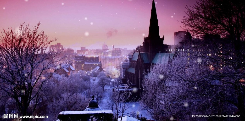 雪中的城市