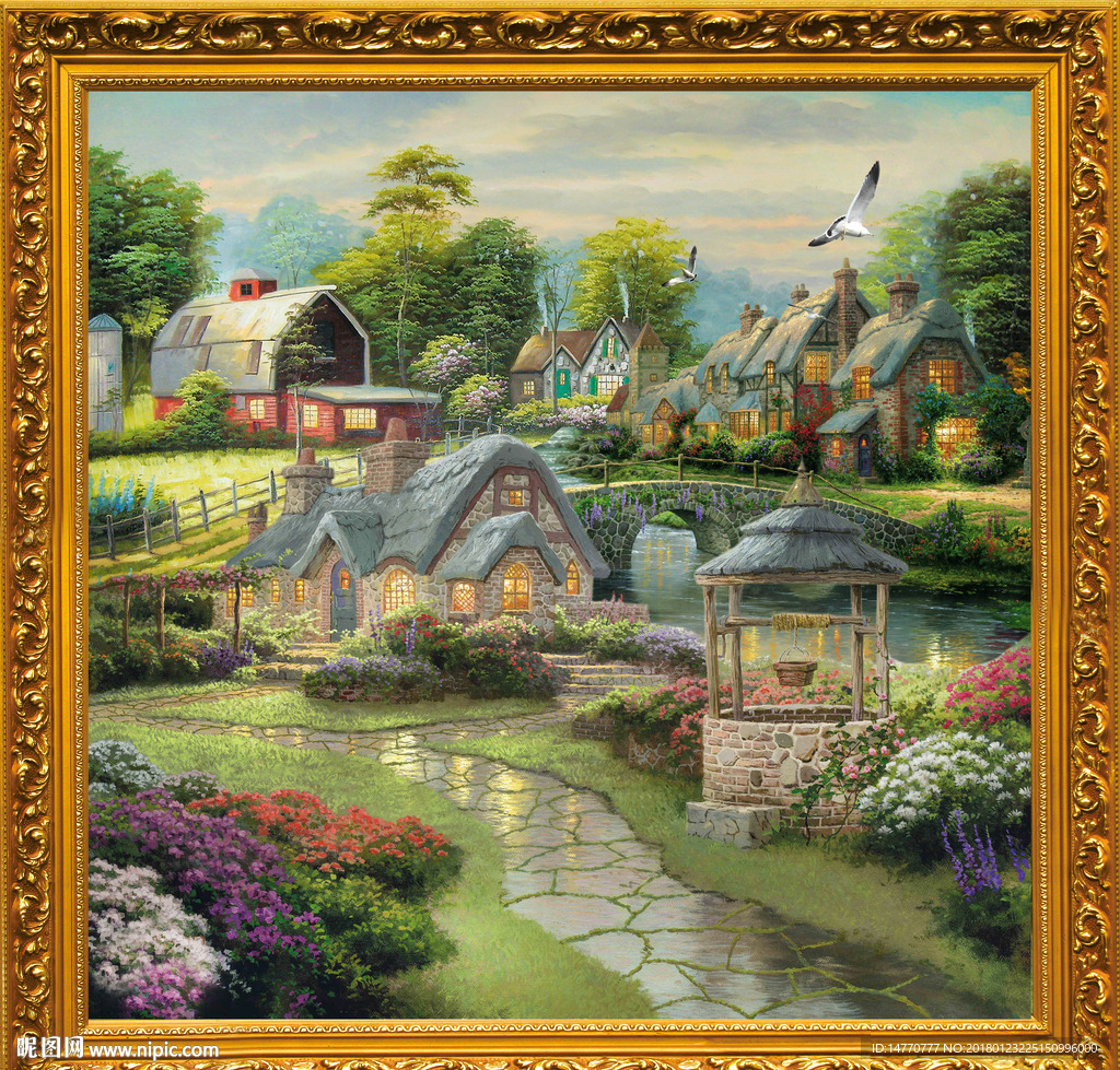 风景乡村油画