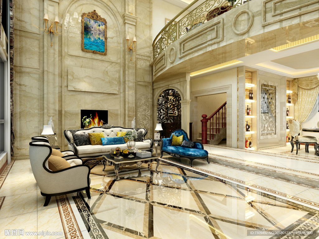 欧式别墅室内效果图