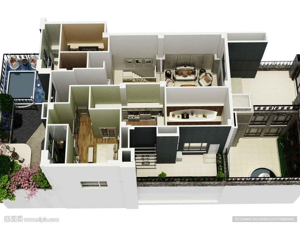 别墅户型效果图