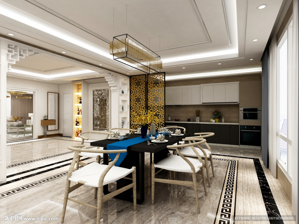 新中式客餐厅装修效果图