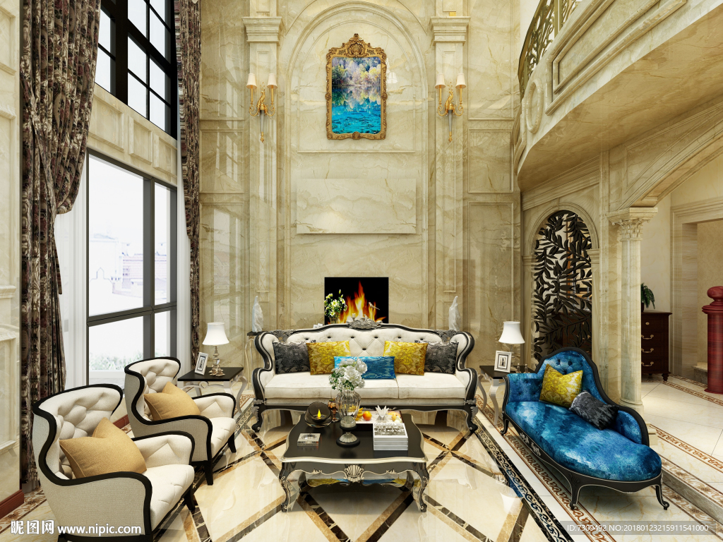 高档别墅客厅效果图