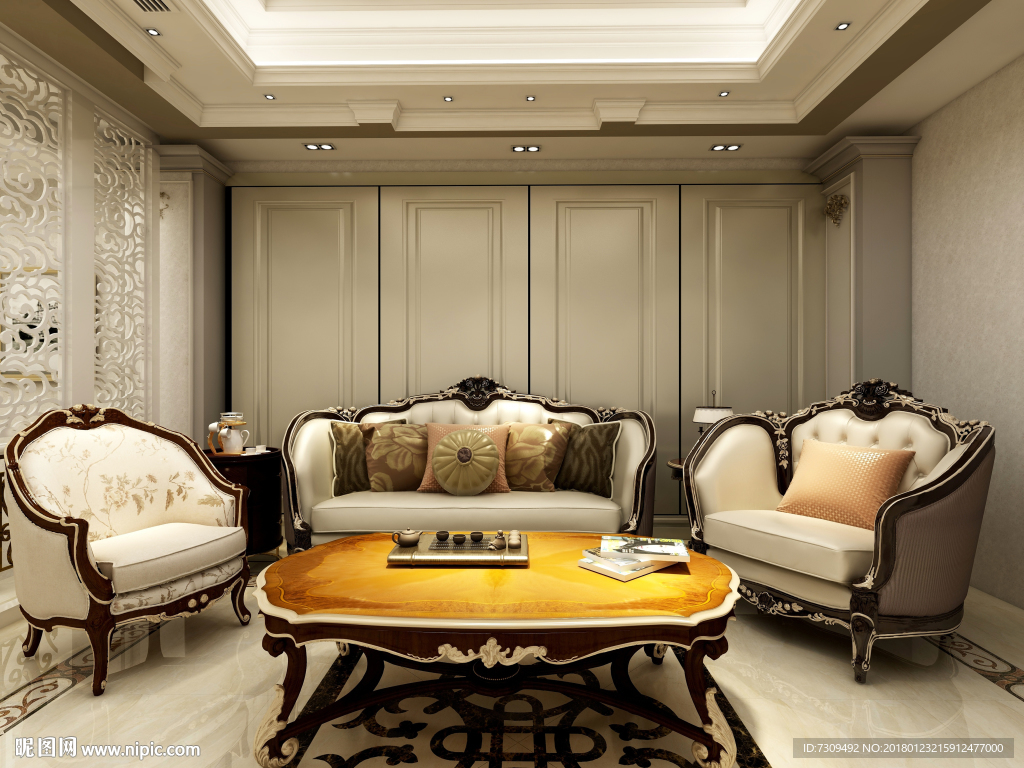 欧式室内客厅效果图