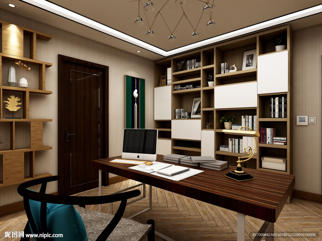 新中式书房装修效果图