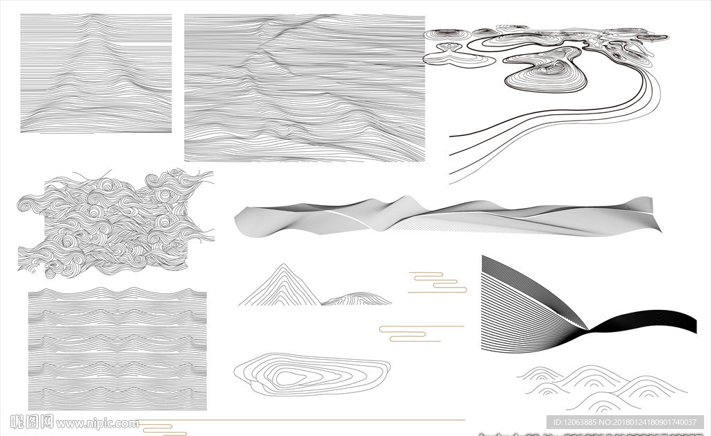 矢量山纹水纹合辑