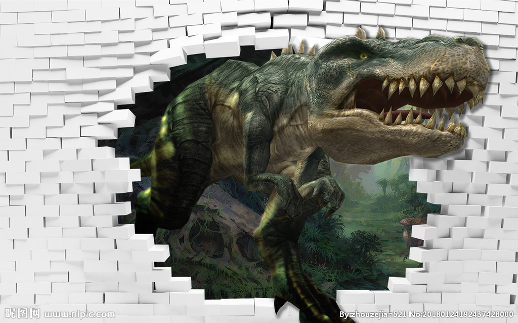 3D破墙而出恐龙
