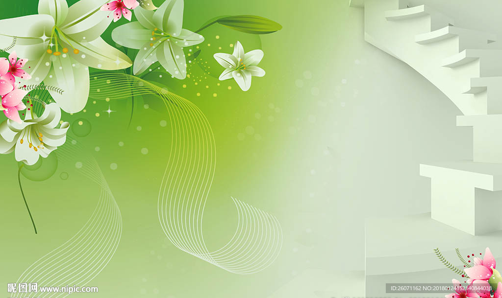 现代3D花卉背景墙