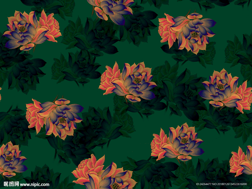 数码花型 面料花 荷花