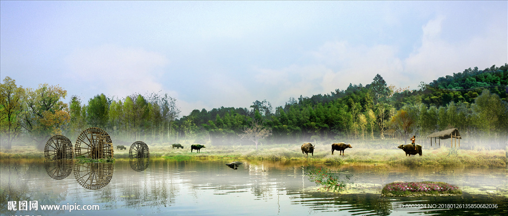 乡村湿地公园景观效果图