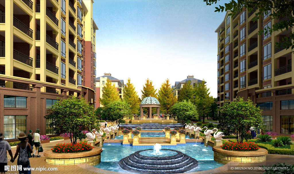 小区入口景观效果图