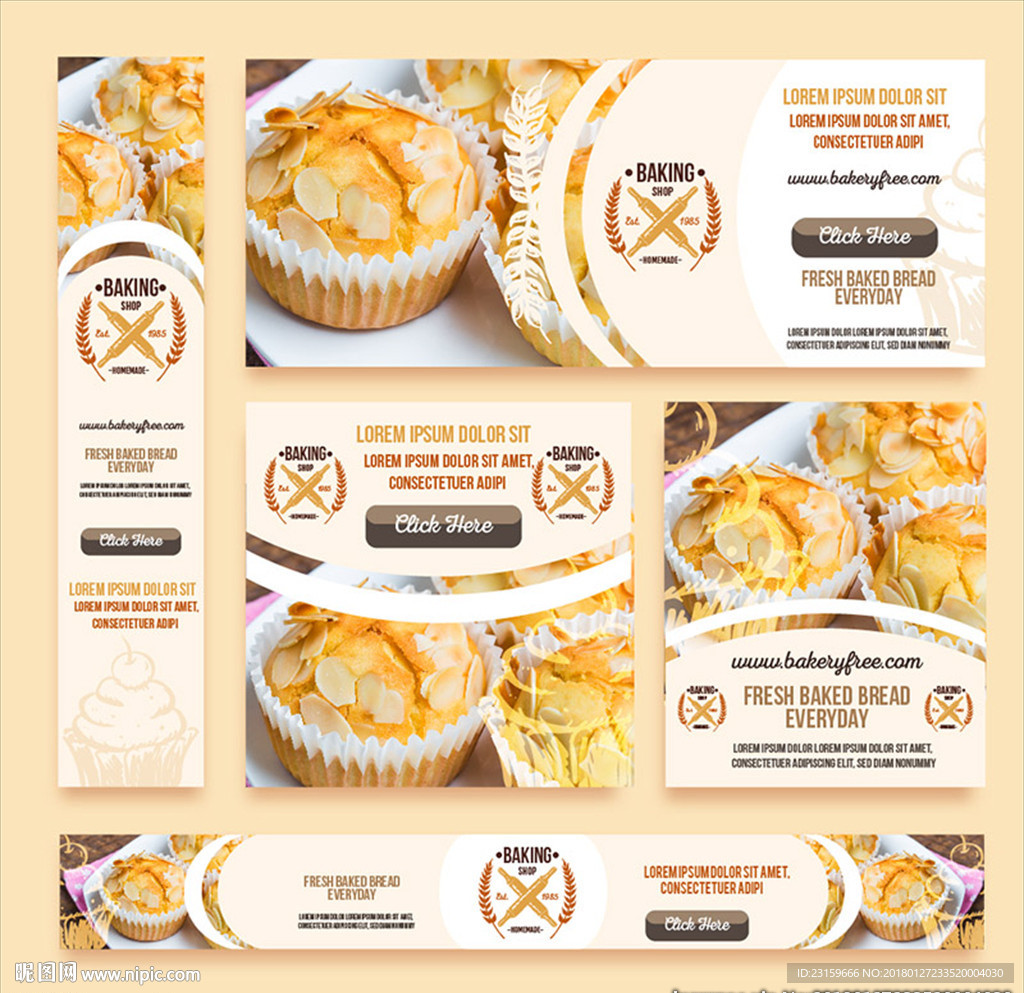 蛋糕面包甜点店横幅海报