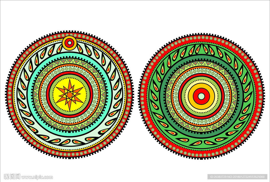 欧式圆形矢量花纹