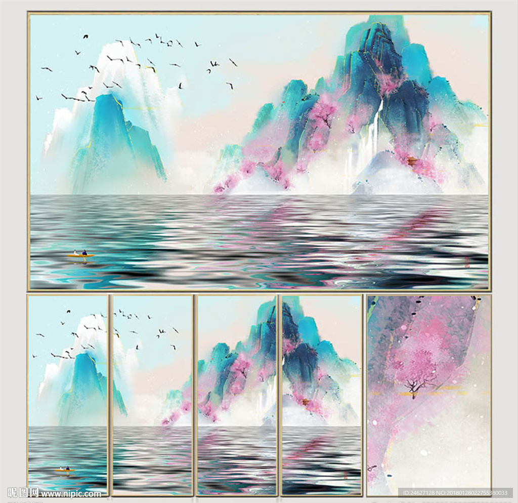 十里桃花山水画