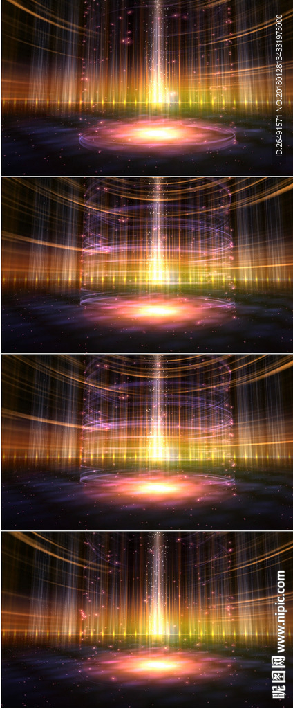 4K金色粒子特效光线环绕背景