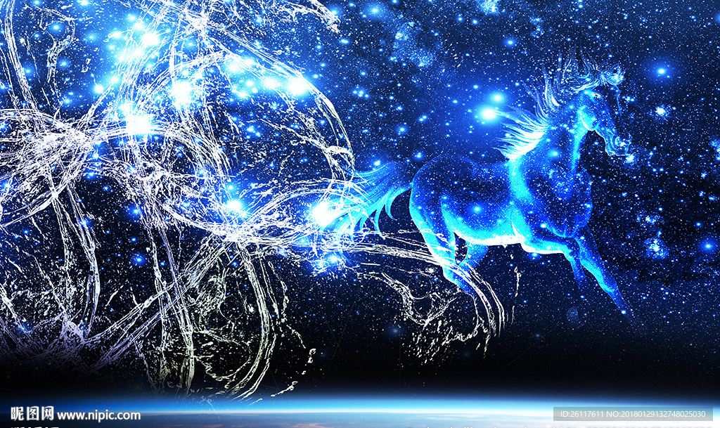 梦幻太空水纹神马电视背景墙