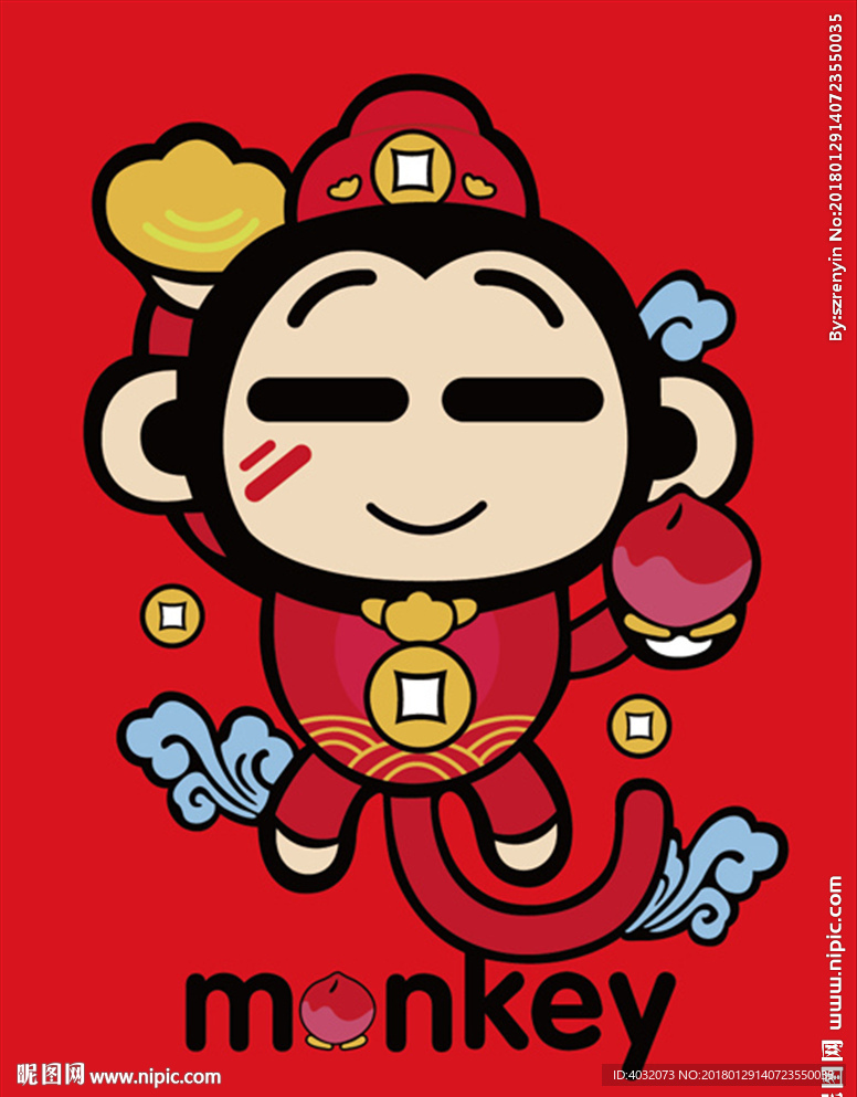 monkey中国猴矢量图素材